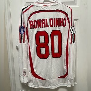 Adidas Long Sleeve AC Milan jersey. Size Medium. Ronaldinho #80